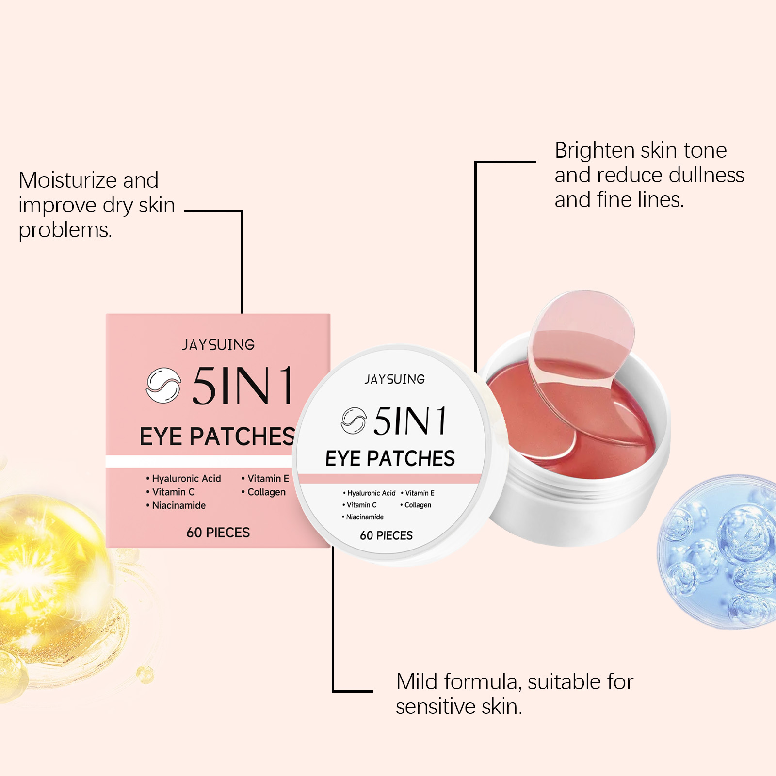 JAYSUING 5-in-1 Under Eye Patc - Hyaluronic Acid Serum ulasan dan harga