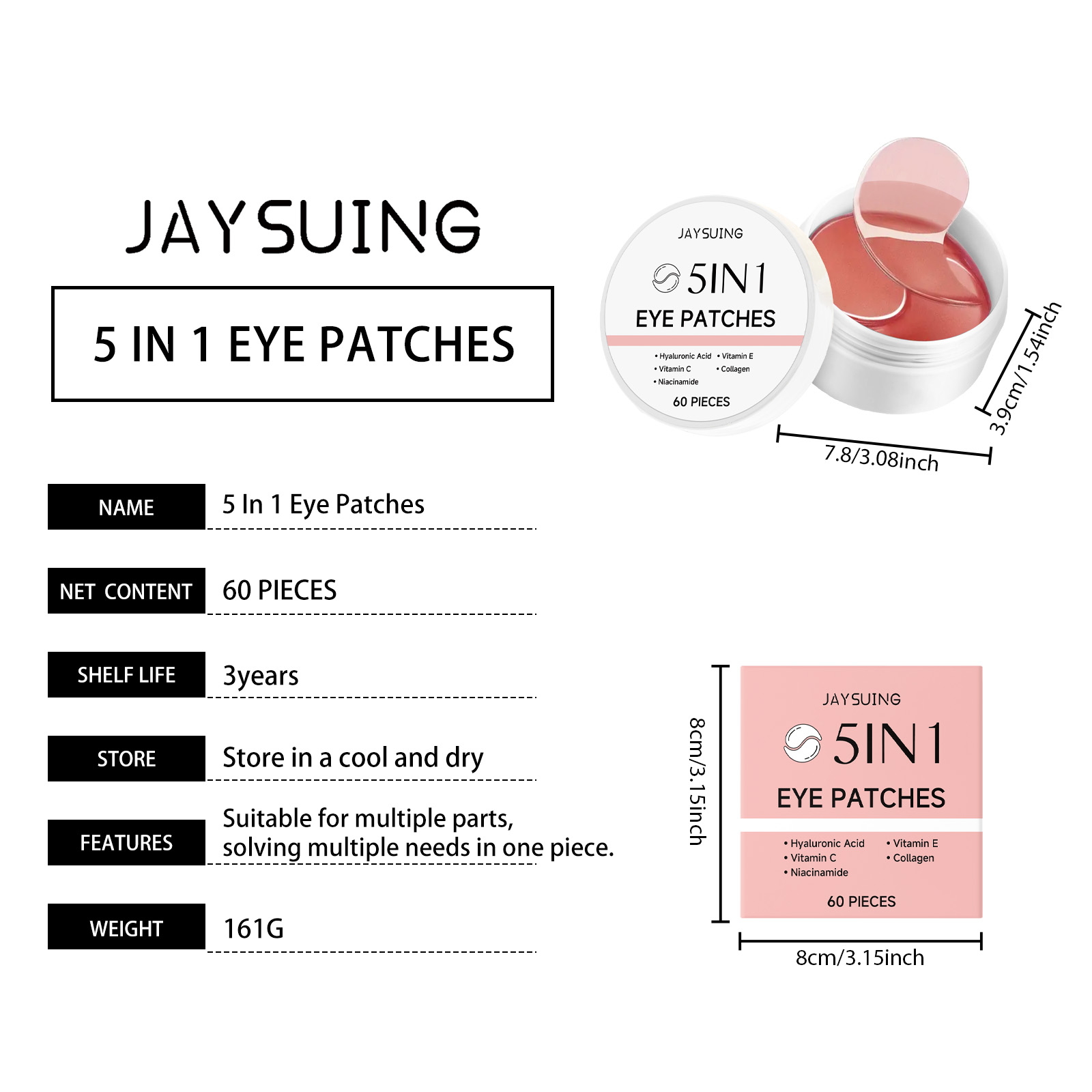 JAYSUING 5-in-1 Under Eye Patc - Hyaluronic Acid Serum ulasan dan harga