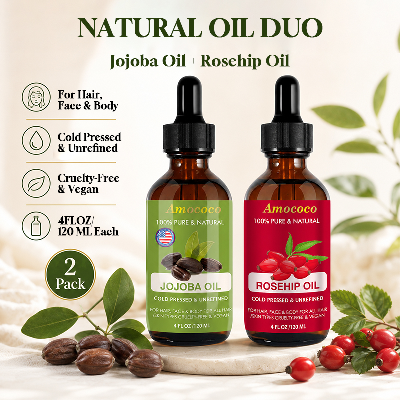 Amococo 2pcs Jojoba Oil and Ro - Face Oil Rosehip ulasan dan harga