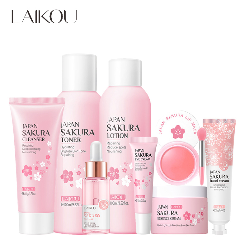 LAIKOU 8Pcs Sakura Facial Skin - Hyaluronic Acid Serum ulasan dan harga