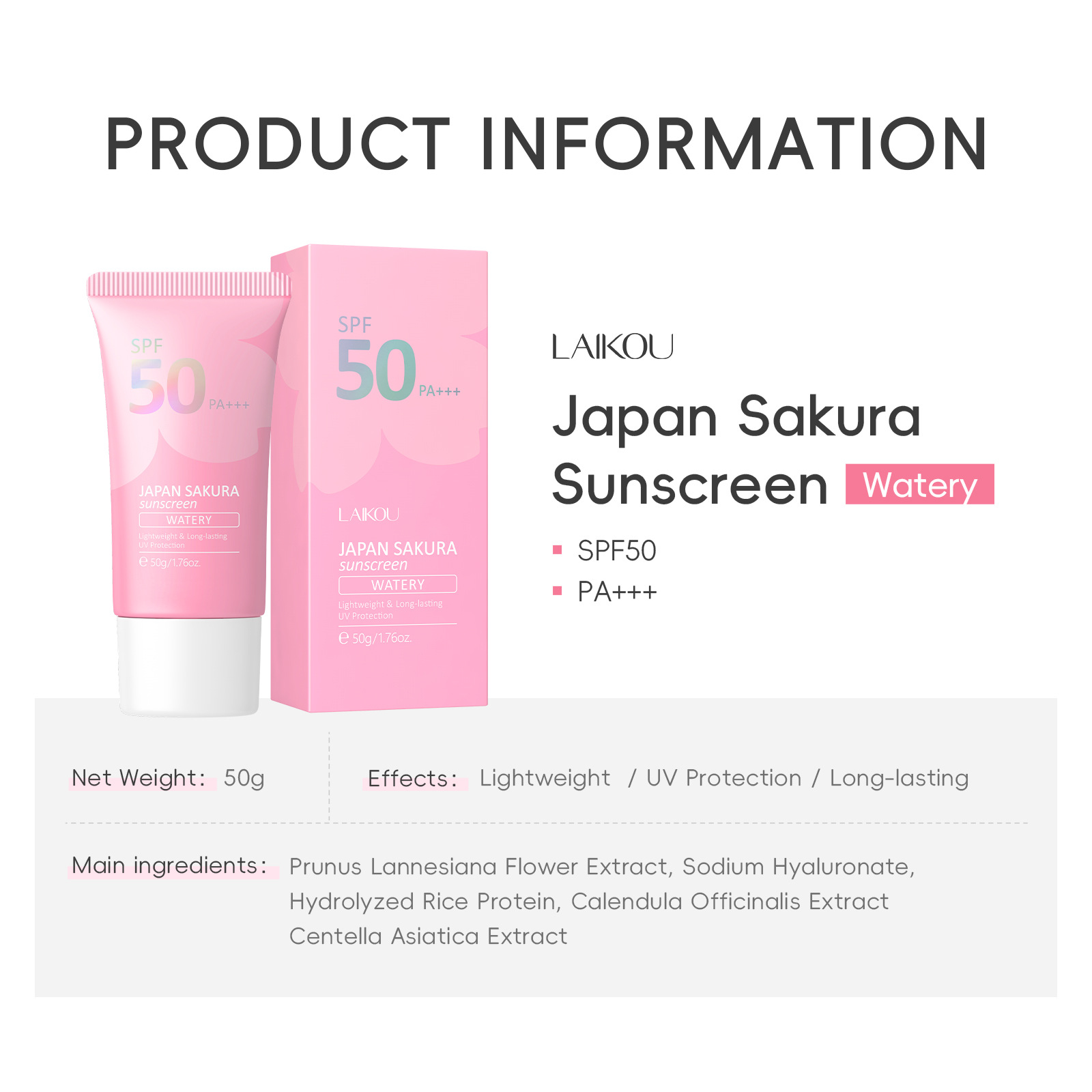 LAIKOU Sakura SPF50 PA+++ Faci - Spf 50 Sunscreen ulasan dan harga